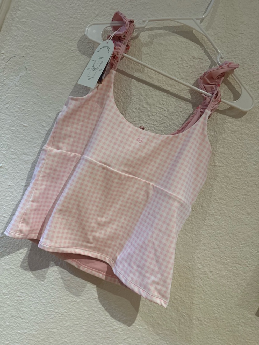 Pink Gingham Ruffle Tank Top - Picture 6 of 7